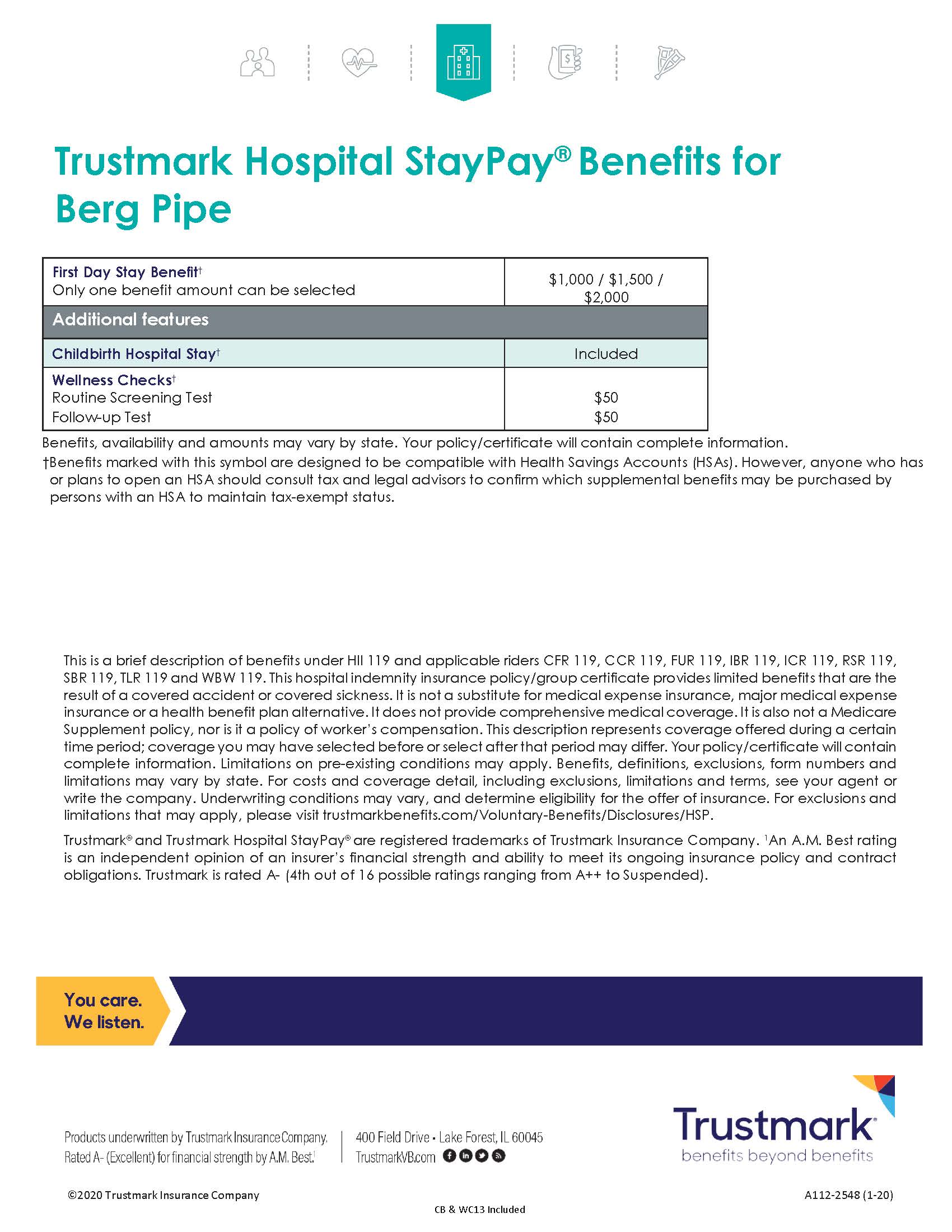 Trustmark Hospital Stay Pay Plan Design